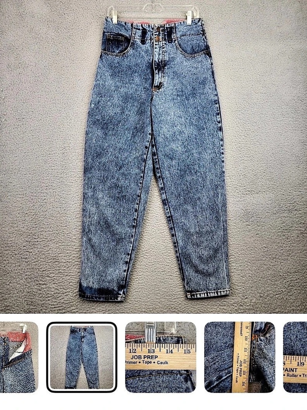 VINTAGE Breaker Jeans  Acid Wash High-Rise Tapered Mom Jeans with Bandana